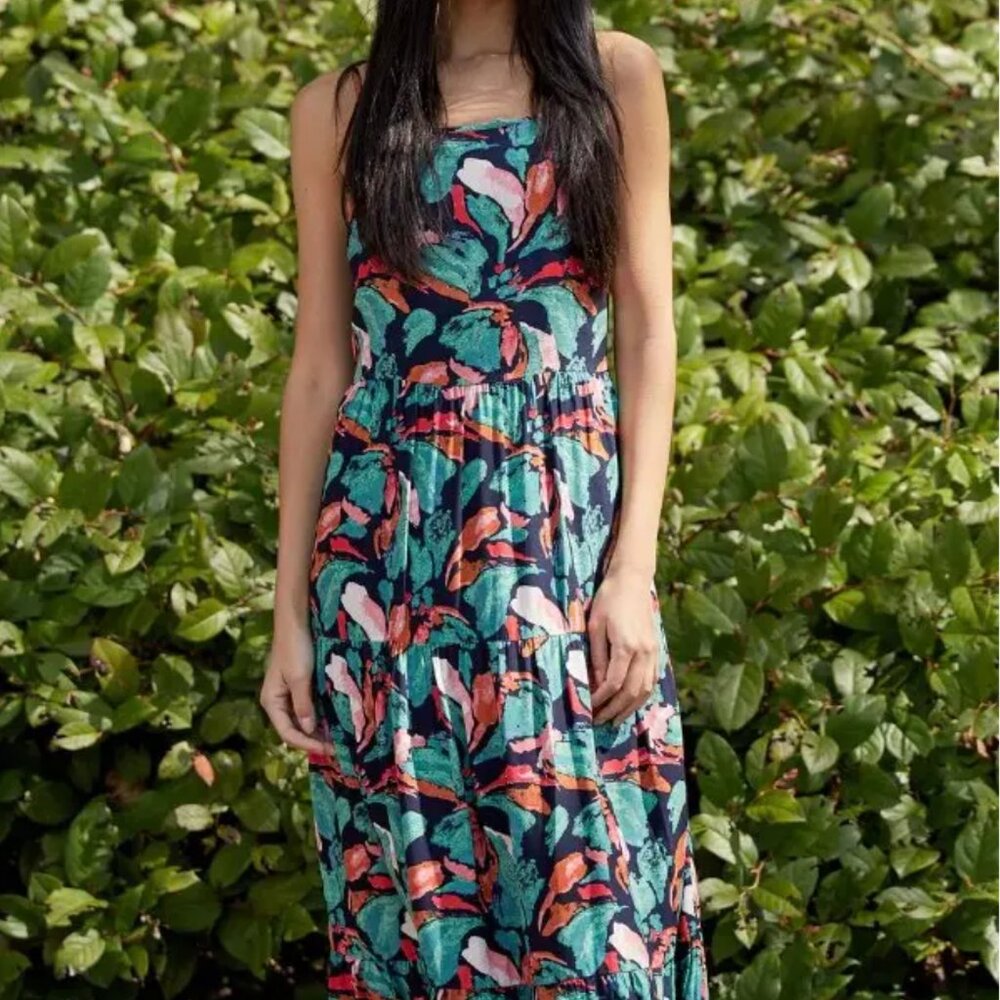 Frank and Oak Floral Tiered Maxi Dress Size M Medium